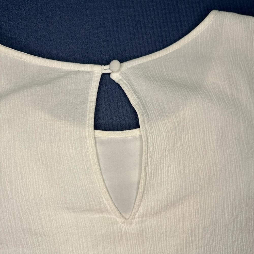 Sanctuary dress cotton eyelet trim pleated white 3/4 sleeves - Picture 6 of 16
